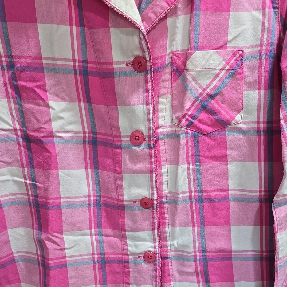 Wild & Free Pink and White Plaid Button-Up Shirt Woman's Size M - Picture 4 of 14